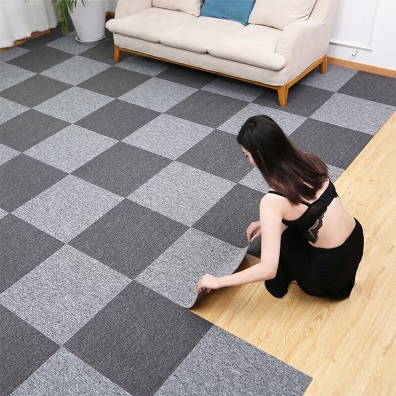 Zunchao Bedroom Carpet Square Splicing Full Cover Climbing Mat Office Billiard Room Home Living Room Carpet Cement Floor Straight Layer Classic Mix Z10+Z16 Half and Half 50*50cmPE Base 4 Pack (1 Square)