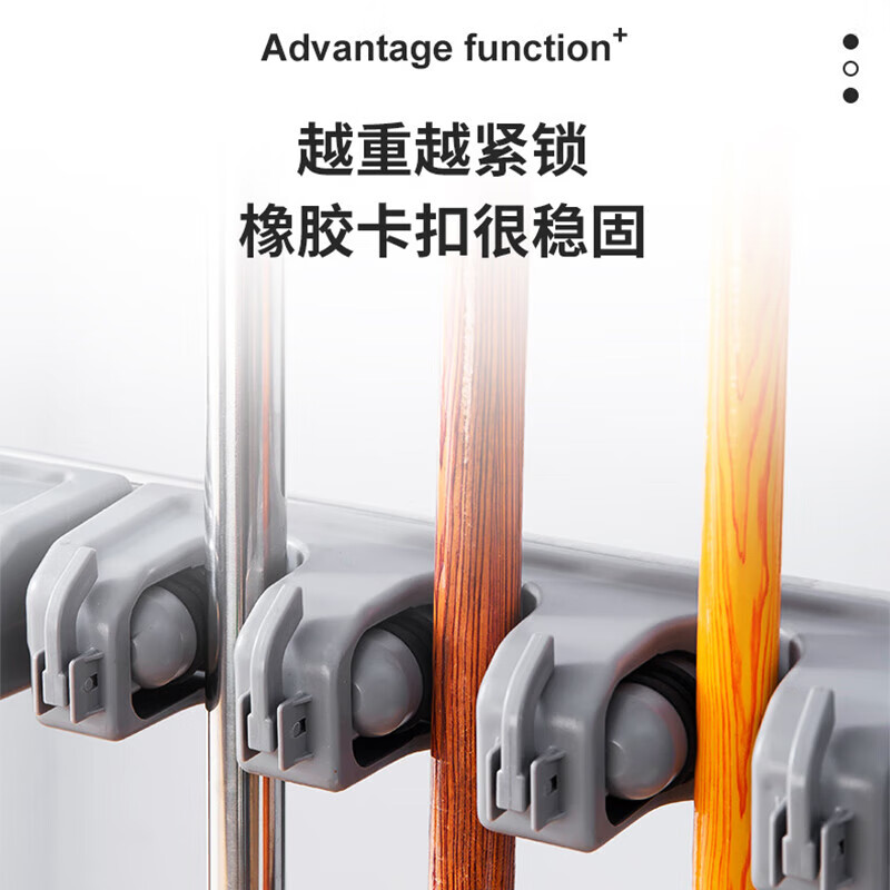 Caiyile stainless steel mop rack mop broom mop hanger floor-standing drain organizer cleaning tool storage rack 5 hangers 6 hooks with stainless steel basin 10189