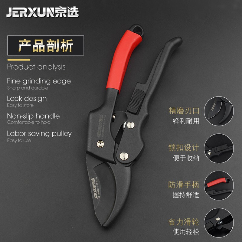 JERXUN pruning shears, garden scissors, branches, fruit tree scissors, gardening shears, flower shears, powerful thick branch shears, floral scissors tools, pulley garden shears