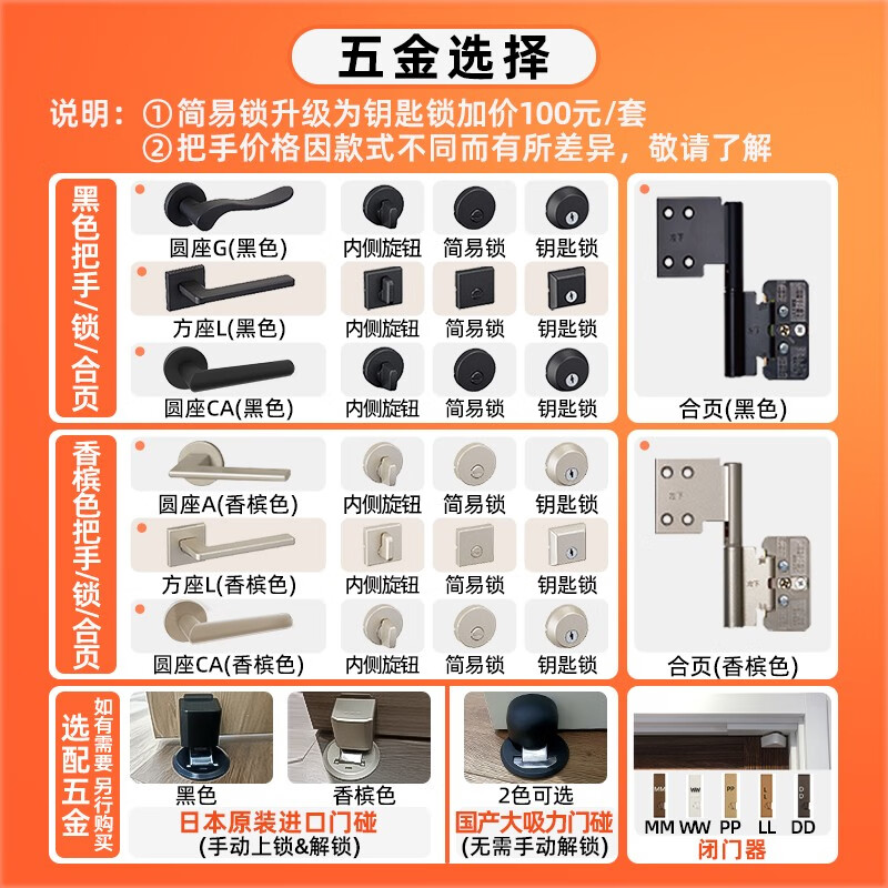 LIXIL Japanese quality wooden door interior door set door custom door paint-free door solid wood composite bedroom door LT-LAB tea cherry wood color-same color frame (CA style handle) set