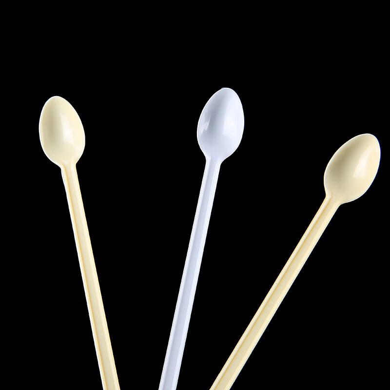 Changyin disposable coffee spoon plastic stirring stick dessert milk tea tasting spoon long handle spoon yellow / box 2000 pieces
