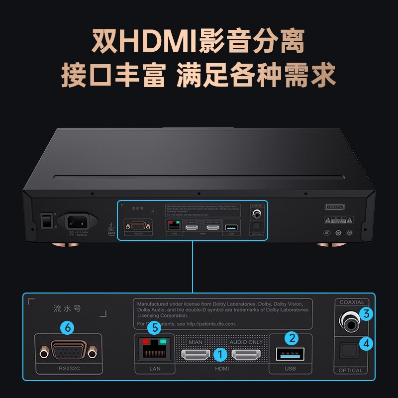 GIEC BDP-G5600 Enhanced Edition True 4K Blu-ray Player DVD Player Dolby Vision Atmos Player 8K Cable Set Free 2 4K Discs + 8K Cable