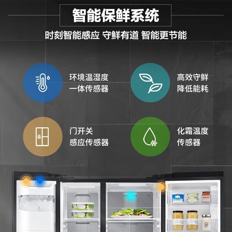 Samsung (SAMSUNG) 15% replacement subsidy 635 liters large capacity side-by-side double door refrigerator Metal uniform cooling Automatic ice maker Clean and fresh taste Intelligent frequency conversion home appliance RS64R53E71L/SC white