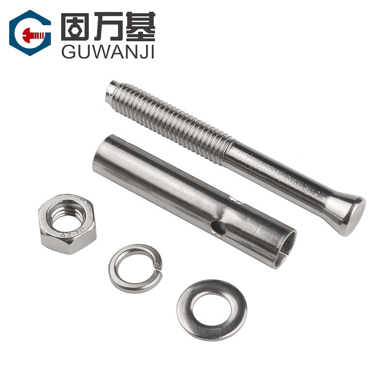 Guwanji 304 stainless steel expansion screw bolt extended pull explosion screw external expansion pipe nail explosion screw large national standard M10*100 1 piece -304 material