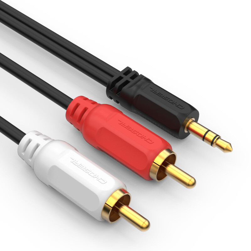 Akihabara (CHOSEAL) 3.5mm to double lotus head audio cable 3.5 to 1/2 lotus 2RCA red and white male to male connection computer TV sound box amplifier cable 1 meter QS3002T1