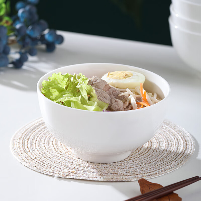 Remec Jin Yu Ruimei bone china pure white flower language 5-inch tall rice bowl 4 pack ceramic bowl bowl