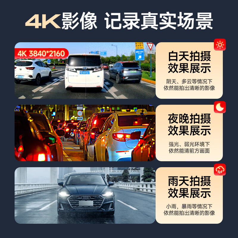 Montover driving recorder 360-degree panoramic 24-hour recording 4k ultra-high definition without blind spots, front and rear double recording reversing images