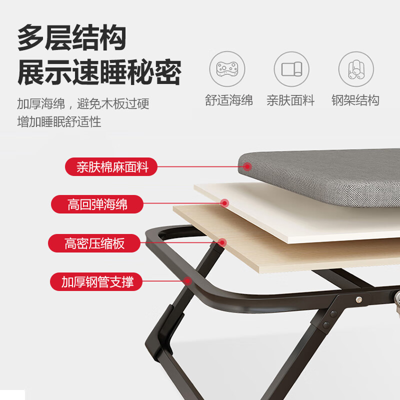 Xingkai folding sheet single bed office bed with pulley lunch break hospital accompanying bed hard bed BGC813 width 60cm