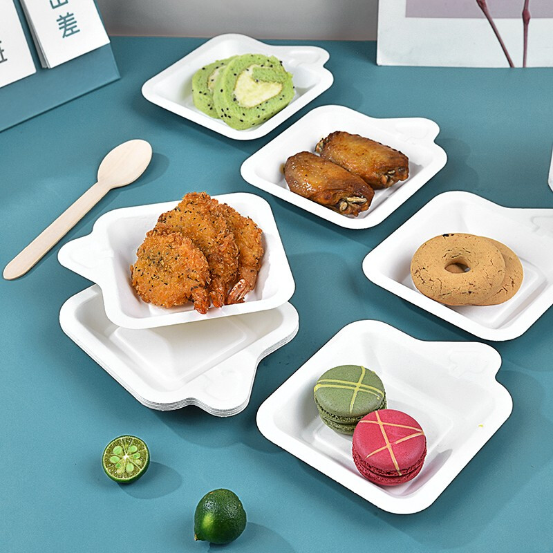 Temeiju disposable plates food grade dinner plates cake plates party barbecue thickened biodegradable sugar cane pulp paper plates dinner square plates 30 pieces