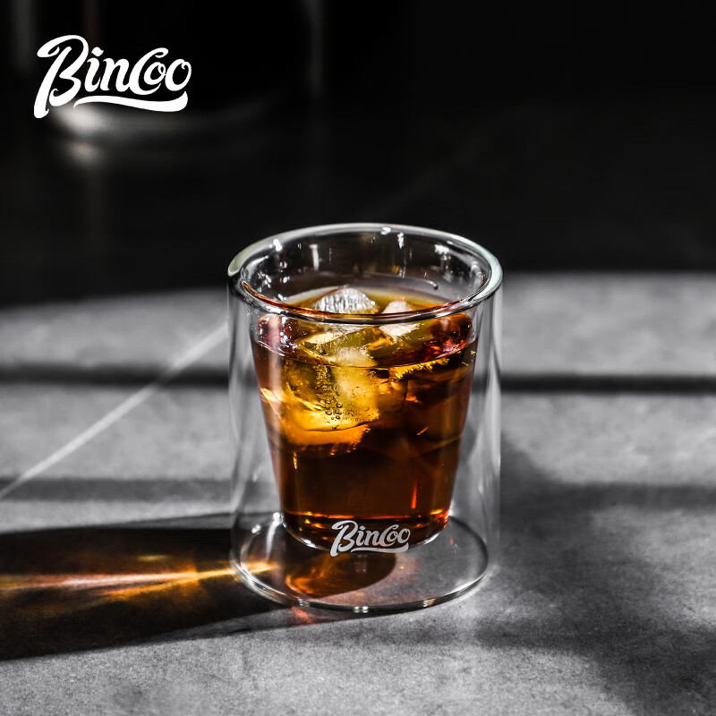 Bincoo double-layer coffee cup tasting cup anti-scalding espresso cup milk coffee ice American cup high-value glass cup