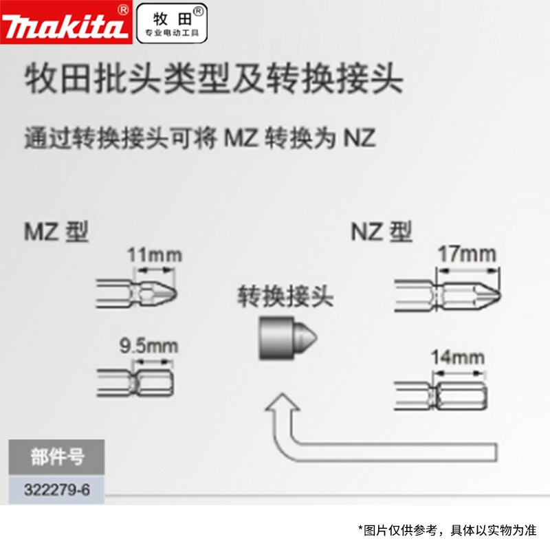 Makita Electric Screwdriver Connecting Rod Sleeve Quick Adapter Bit Extension Rod Adapter B-52445 6951 Cone Head Adapter (MZ to NZ)