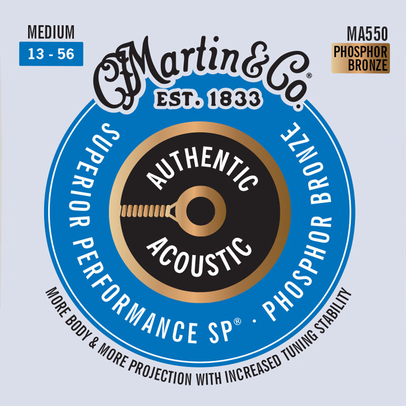 MARTIN guitar strings folk strings complete set of coated acoustic guitar strings MA550 phosphor bronze (013-056)