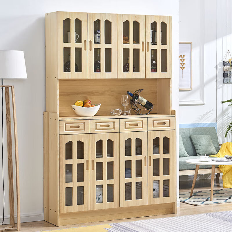Fazhi Life 2026 new sideboard restaurant solid wood storage cabinet Nordic living room shelf multi-functional storage cabinet wine cabinet sideboard three doors two drawers 90 long 35 wide 105 high