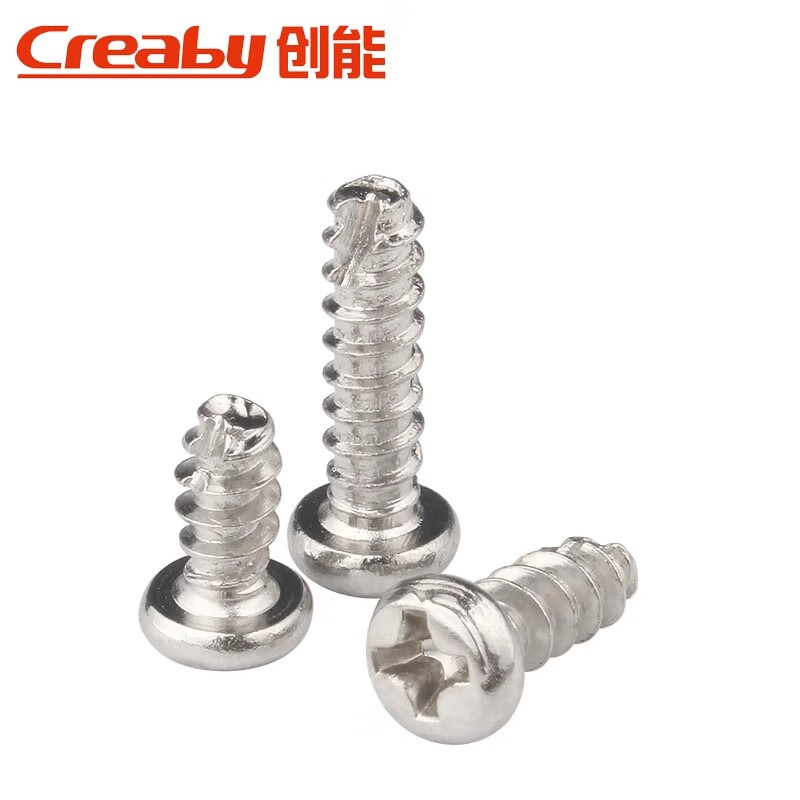 Creaby304 stainless steel cross round head cut tail self-tapping screw PT pan head flat tail slotted M4*6 50 pieces