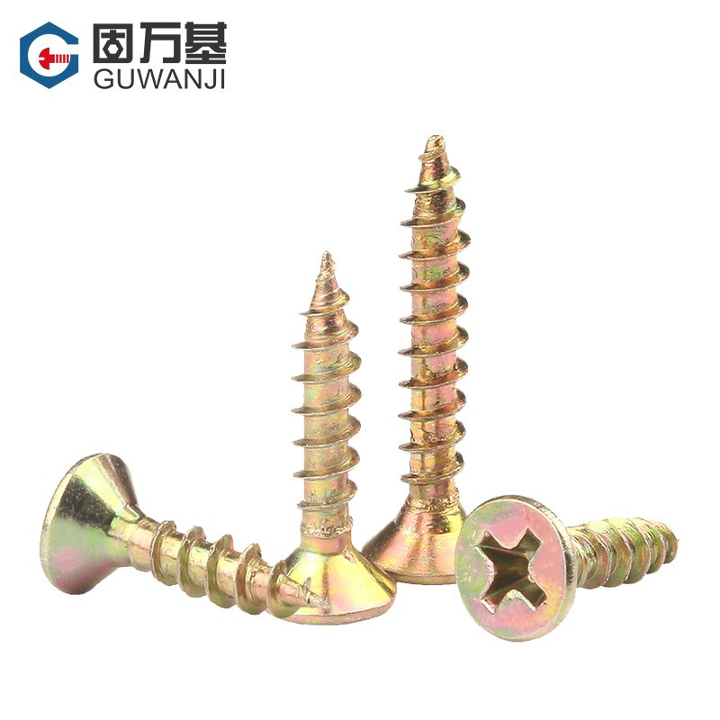 Guwanji Fiber Nails Colored Zinc Hardened Cross Flat Head Self-Tapping Screws Countersunk Wood Screws Wallboard Nails Dry Wall Nails National Standard 1kg Pack M4*30 About 281 PCs Colored Zinc
