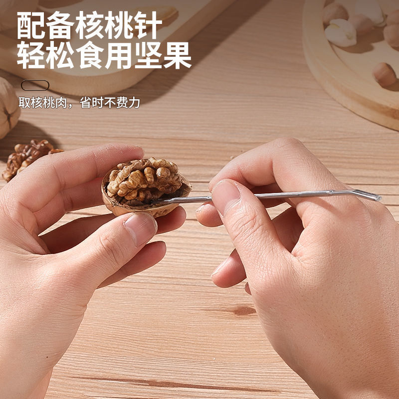 Jidaocook walnut clip multifunctional hazelnut clip household walnut peeling artifact to pull walnuts open walnut tool black peach clip four-port alloy walnut clip orange handle plus needle