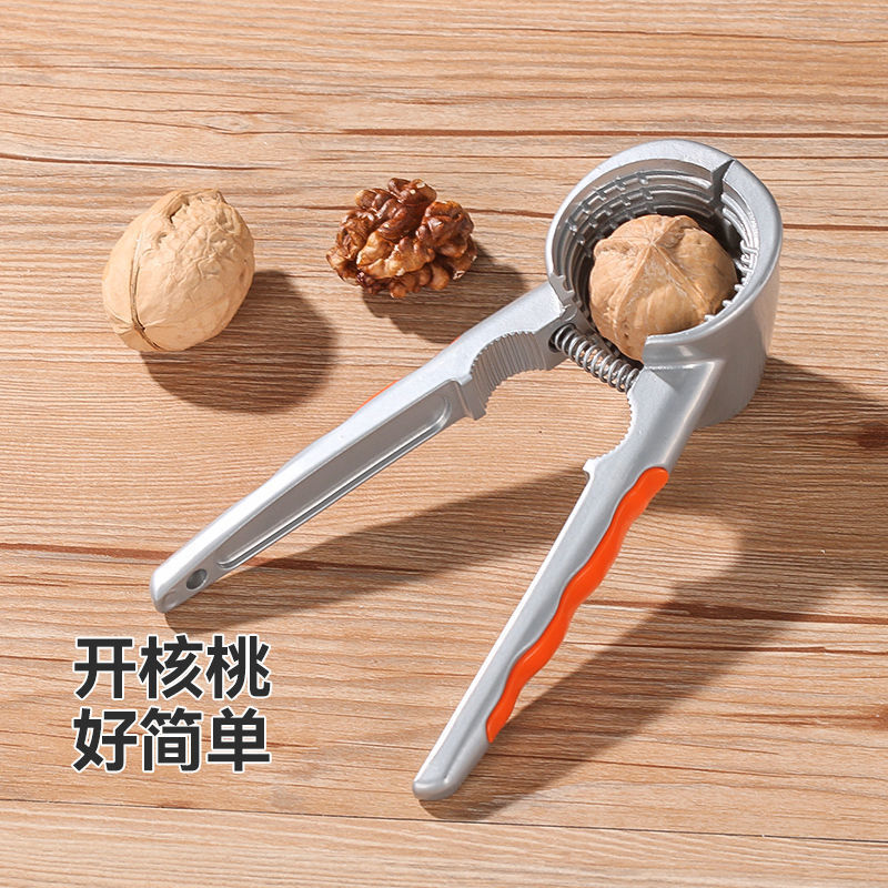 Jidaocook walnut clip multifunctional hazelnut clip household walnut peeling artifact to pull walnuts open walnut tool black peach clip four-port alloy walnut clip orange handle plus needle