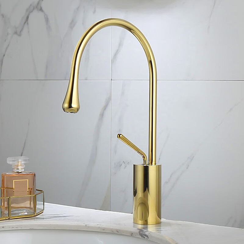 Qian Dushan countertop basin heightened faucet gun gray brushed gold all copper hot and cold wash basin wash basin laundry pool water drop all copper light style silver medium style