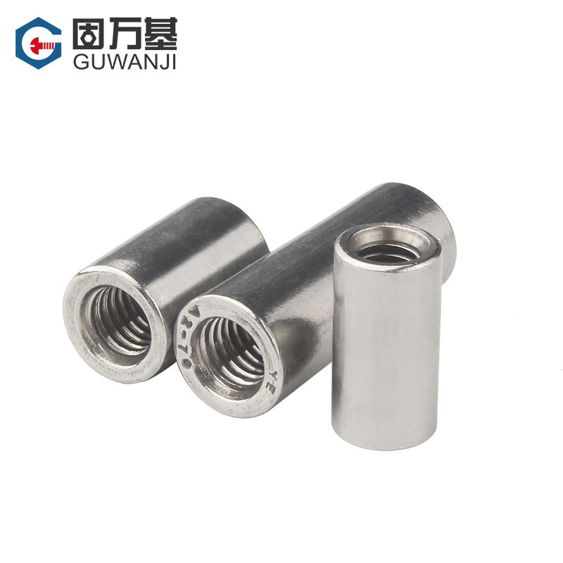 Guwanji 304 stainless steel extended round nut screw extended round nut thickened cylindrical extended connecting nut 304 round M8x10x10 (5 pieces)