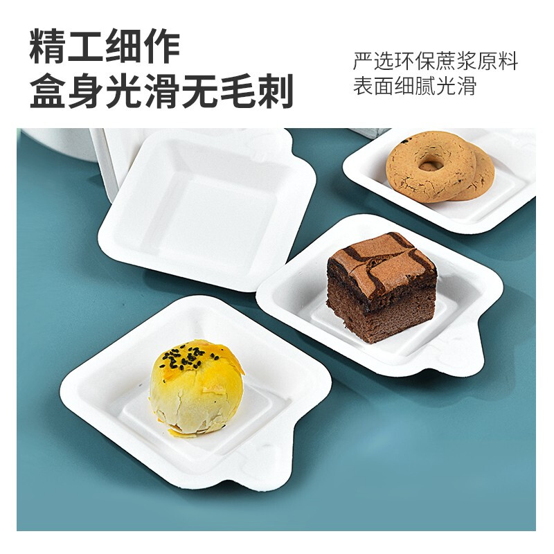 Temeiju disposable plates food grade dinner plates cake plates party barbecue thickened biodegradable sugar cane pulp paper plates dinner square plates 30 pieces
