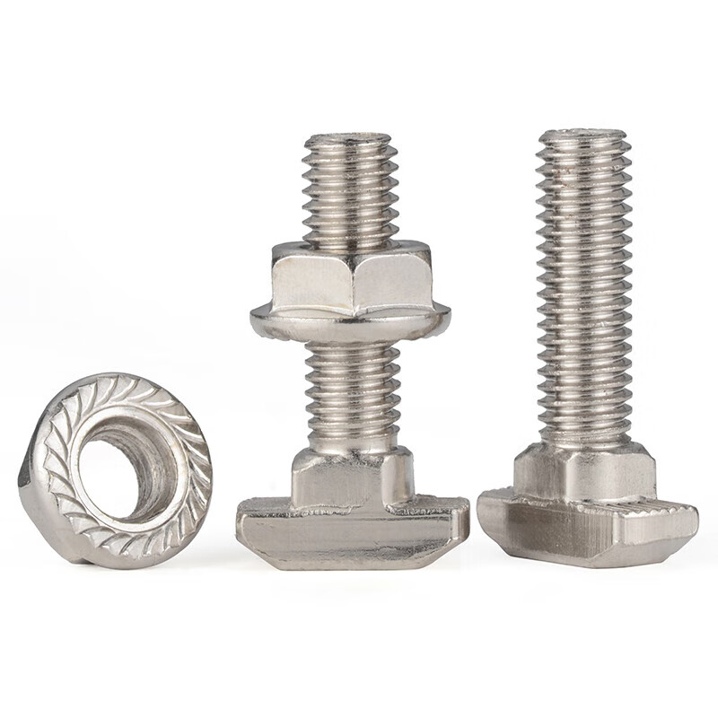 JINGGONG European standard T-type screw flange nut aluminum profile screw accessories set 20 type/30 type/40 type M5M6M8 nickel plated 20 type-M5*16 (50 sets)