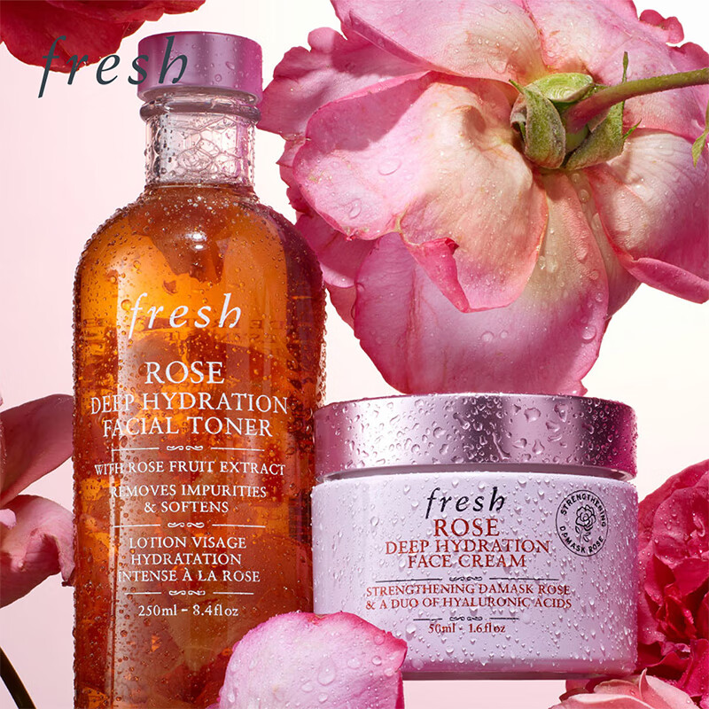 Fresh Damask Rose Moisturizing Water Set (Water 250ml + Cream 50ml) Birthday Gift for Women and Men