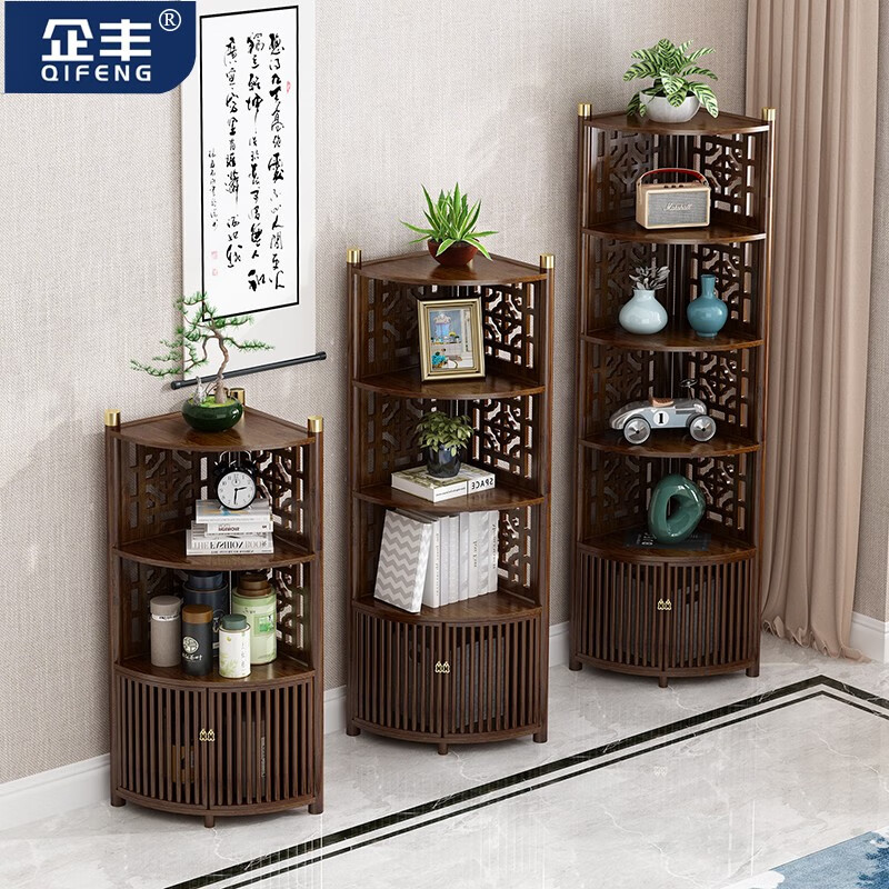 Qifeng corner cabinet corner cabinet modern corner storage rack wall cabinet corner triangle cabinet storage rack living room corner shelf single * six layers (copper feet (double door) corner shelf