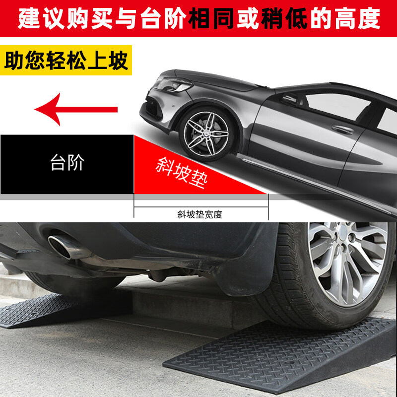 Baige step slope mat, threshold curb, curb slope triangular step mat, car climbing uphill mat, model 100*40*18, rubber and plastic model, all black, CW653488
