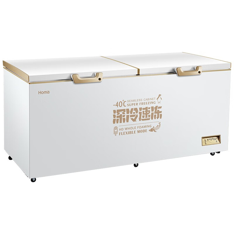 Homa 708 liter commercial refrigerator freezer computer temperature controlled large capacity horizontal freezer BC/BD-708EMBF deep cold brown