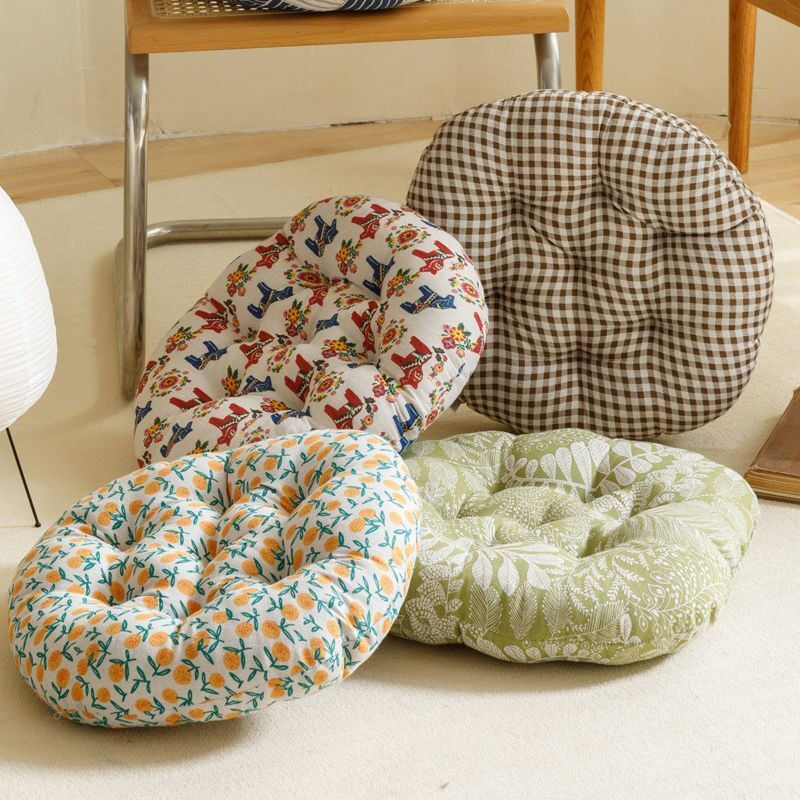 FANCYCHIC Large Cushion Large Futon Bay Window Cushion Japanese Tatami Sitting Floor Cushion Reliable Thick Cotton and Linen Style Round-Colored Trojan Diameter 45cm