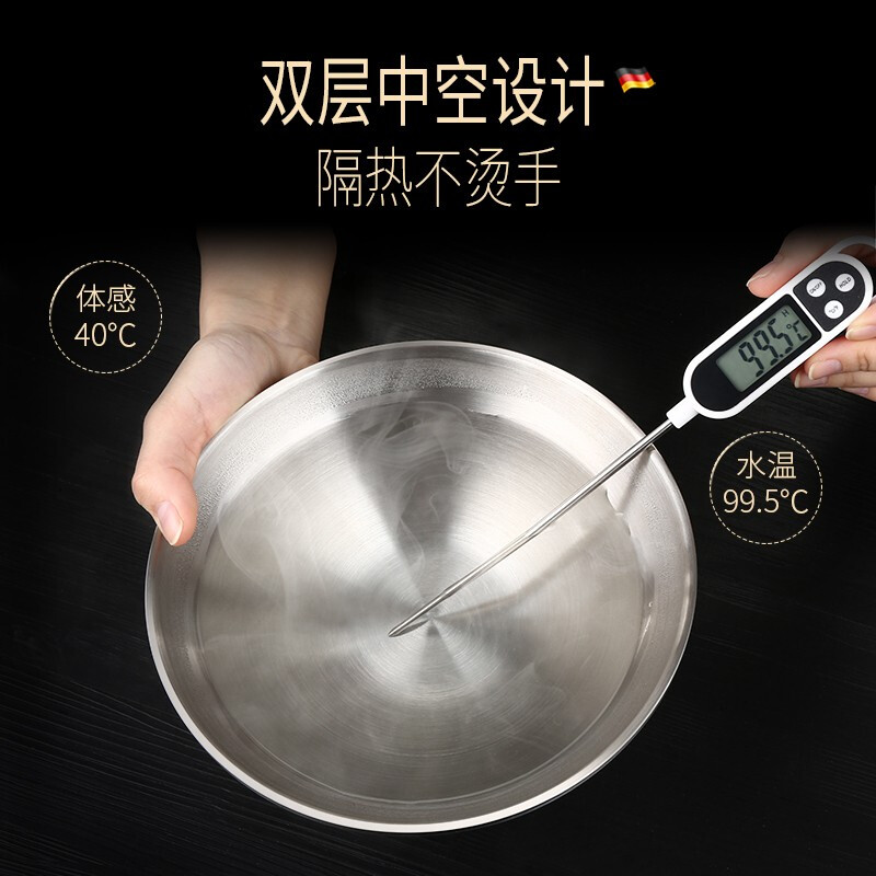 Sansi Steel Soup Bowl Large 304 Stainless Steel Bowl Food Grade Noodle Bowl Ramen Hat Bowl Salad Basin Insulated Double Layer Noodles 2 Pack 304 24cm Double Layer Insulation