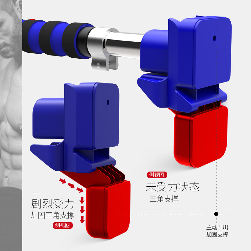 Burning ice horizontal bar indoor door wall pull-up device punch-free home fitness equipment stretch leg press sit-ups multi-purpose bar adult children male and female training device installation distance 92-120 cm