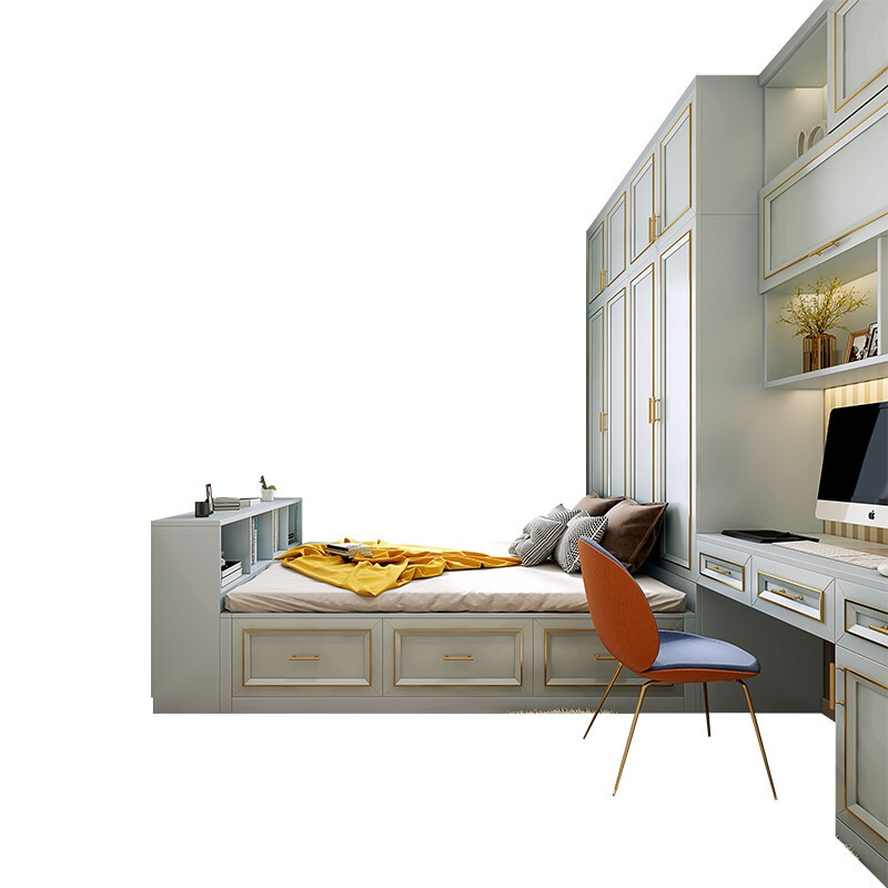 Mag Mag Mag customized tatami bed wardrobe integrated bay window cabinet desk simple European style solid wood customization advance payment