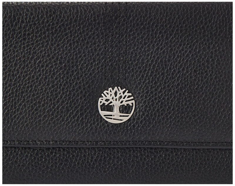 Timberland Women's Leather RFID Flap Wallet Clutch, Black (Pebble) One Size