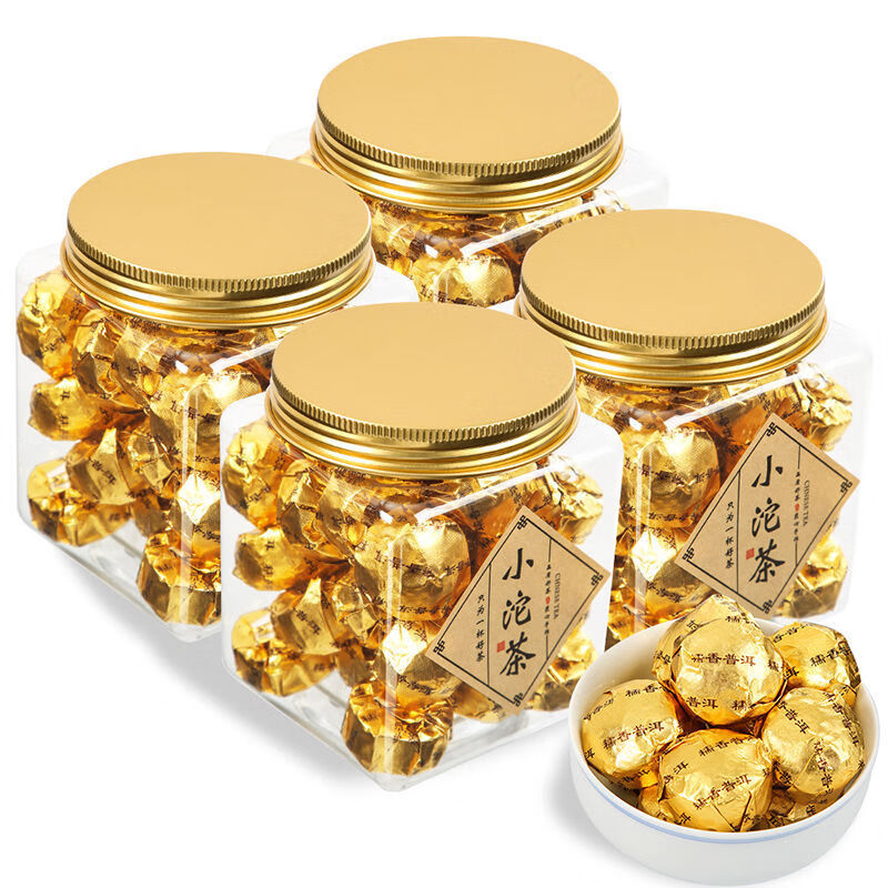 Changrui glutinous rice fragrant Pu'er tea ripe tea Pu'er tea Yunnan Nuoxiang mini Xiaotuo tea cake gold brick 125g 125g 4 cans get one free