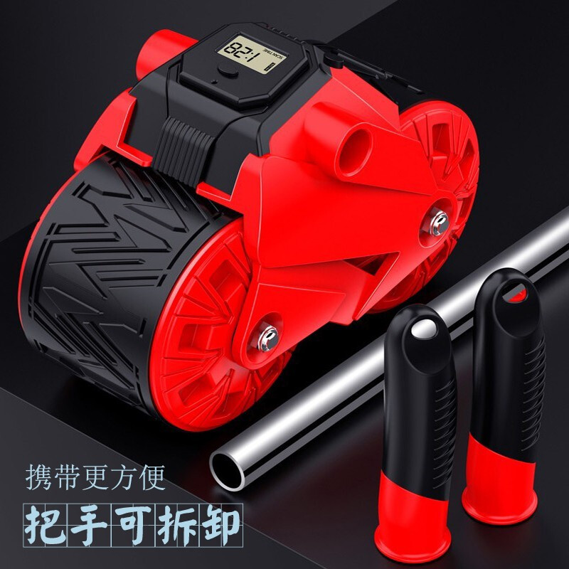 Yo Cool Abdominal Wheel Automatic Rebound Men's Abdominal Crunches and Abdominal Muscle Fitness Equipment Women's Tank Wheel to Reduce Belly Slimming Abdominal Training Upgraded Luxury - Red LED Smart Counting/Auto Rebound + Kneeling Pad