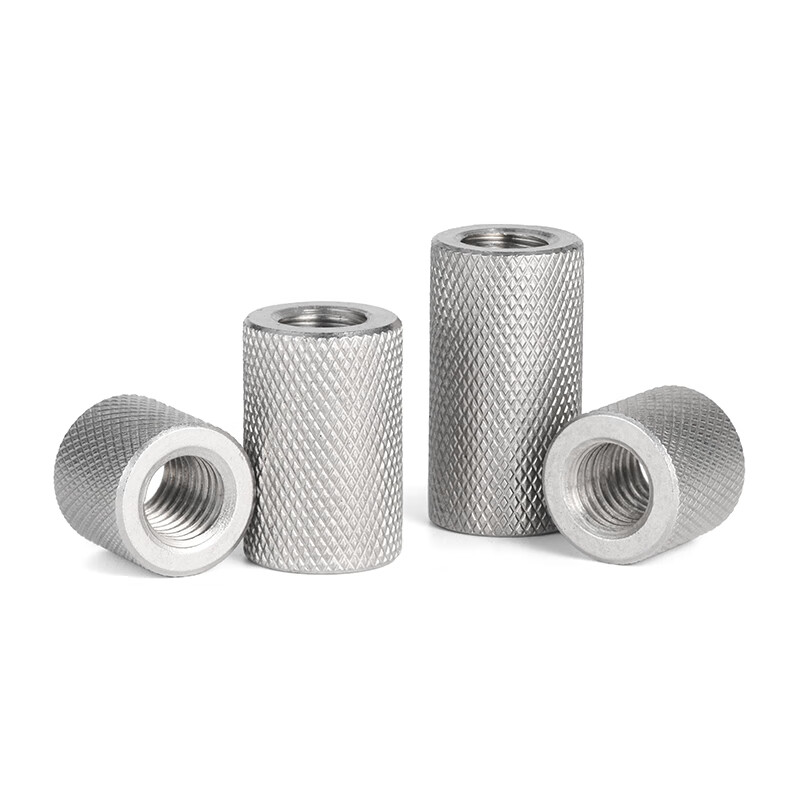 Jinggong (JINGGONG) SZ304 stainless steel extended cylindrical flat head knurled nut mesh hand screw cap M3M4M5M8M10-M16 M4*8*8 (5 pieces)