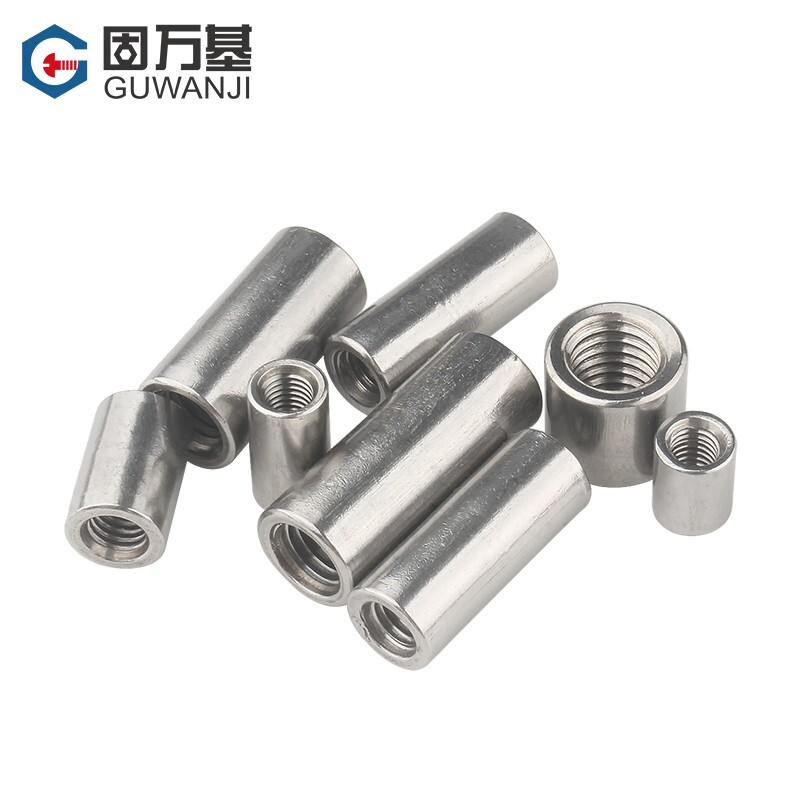 Guwanji 304 stainless steel extended round nut screw extended round nut thickened cylindrical extended connecting nut 304 round M8x10x10 (5 pieces)