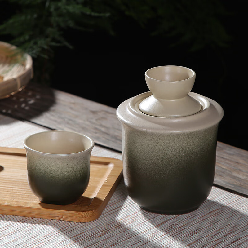 Molin Warm Wine Flask and Wine Set, Two Liang and a Half Category, Ceramic Wine Warmer, Household Hot Wine Warmer, Wine Divider, Yellow Wine and White Wine Cup, White Jade Porcelain Three-piece Wine Warmer Set (2 Liang)