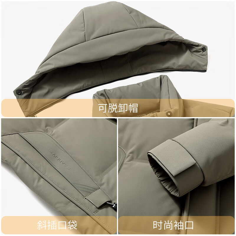 Flying in the snow mid-length down jacket men's removable hood windproof thickened winter extreme cold casual warm jacket men 180