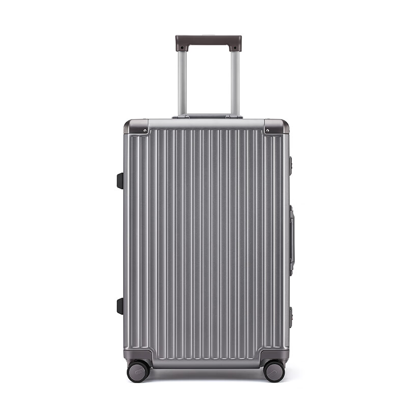 Roaming suitcase trolley case large capacity men's and women's high-looking travel luggage password case leather case 24-inch champagne gun