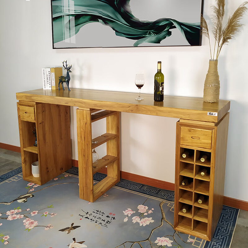 Luban Yimu Bar Counter Household Solid Wood Living Room Wall Bar Wine Cabinet Partition Multifunctional Retractable Porch Bar Counter Hall Cabinet 190cm Bar Counter