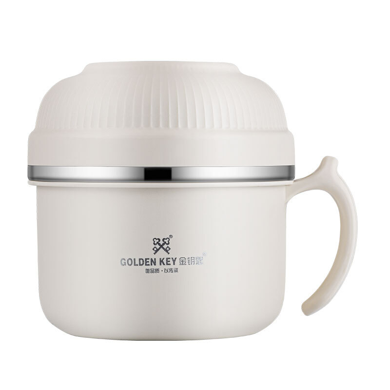 Golden Key 304 stainless steel 14cm multifunctional fast food cup student lunch box lunch box double-layer insulated GK-R140T-W