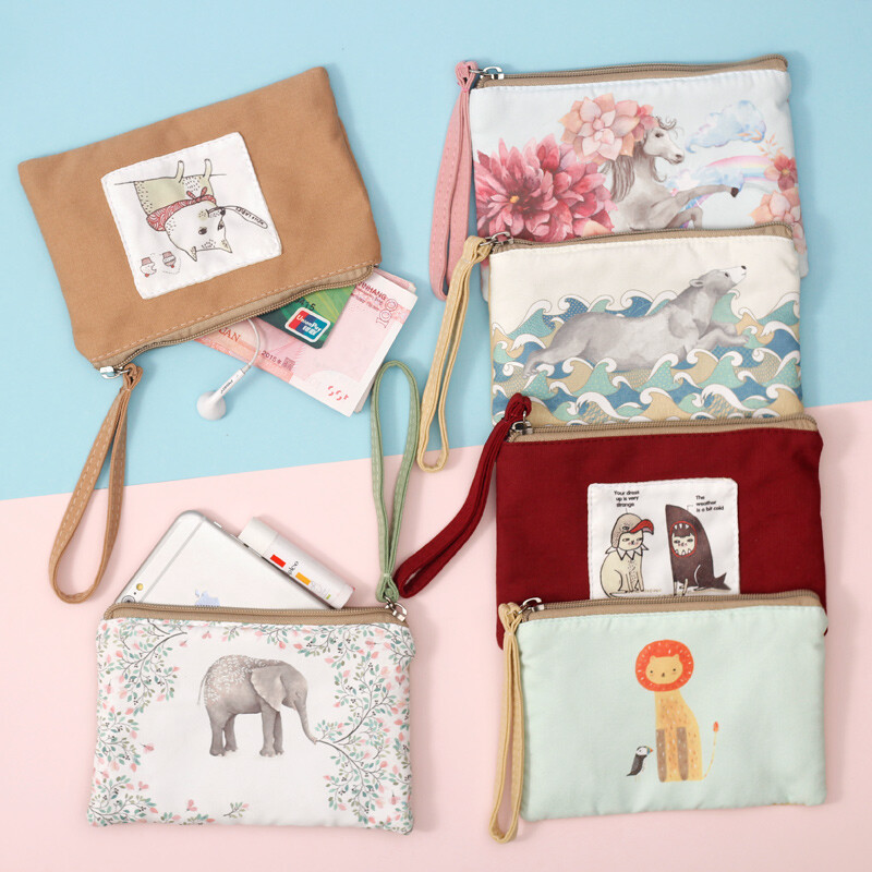 SHU GUO ER mobile phone coin purse women's clutch bag fabric wallet retro literary forest style small color light summer