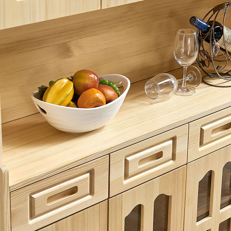 Fazhi Life 2026 new sideboard restaurant solid wood storage cabinet Nordic living room shelf multi-functional storage cabinet wine cabinet sideboard three doors two drawers 90 long 35 wide 105 high