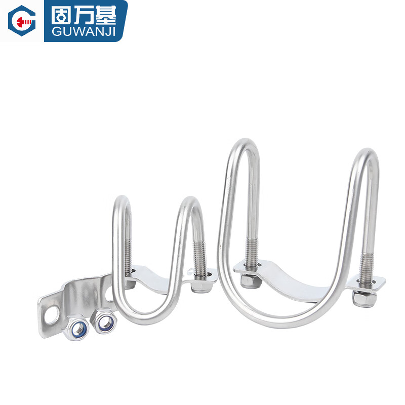 Guwanji 304 stainless steel double U-shaped screw buckle cross U-shaped bolt pipe clamp special-shaped hoop greenhouse pig husbandry M6x20x20 4 points card 4 points (1 piece)