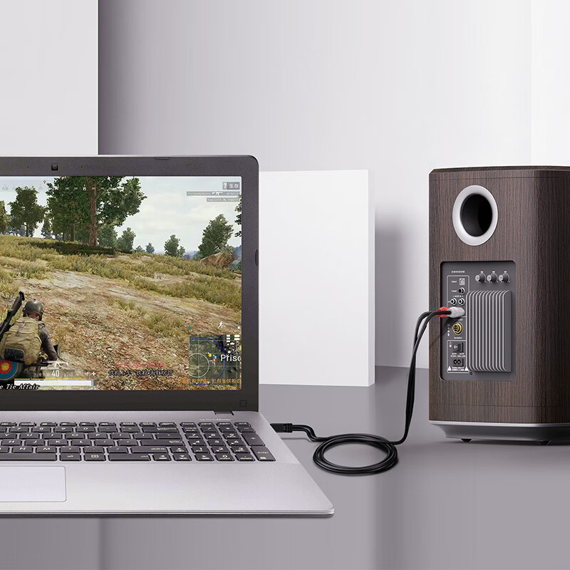 Akihabara (CHOSEAL) 3.5mm to double lotus head audio cable 3.5 to 1/2 lotus 2RCA red and white male to male connection computer TV sound box amplifier cable 1 meter QS3002T1