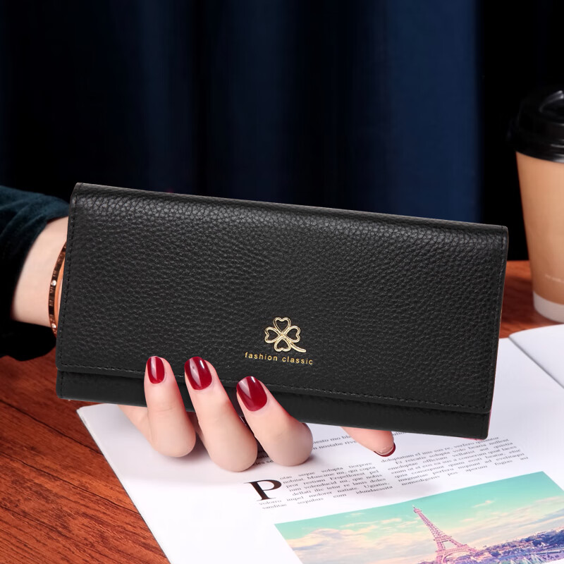 Sephoron Soft Cowhide Tri-fold Ultra-Thin Valentine's Day Wallet 2026 Fashion New Genuine Leather Multi-Card Slots Mobile Phone Banknote Wallet Black DC5A561405