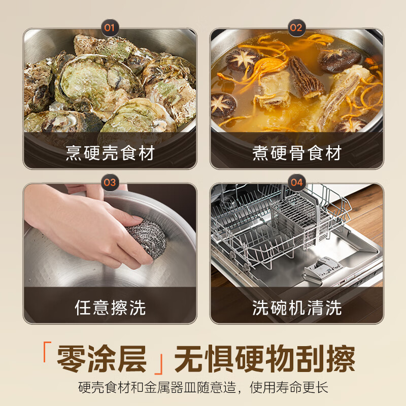 Midea rice cooker 0-coated rice cooker 4 liters 316L stainless steel inner pot for 3-4 people household multifunctional uncoated micro-pressure smart reservation MB-RE476S