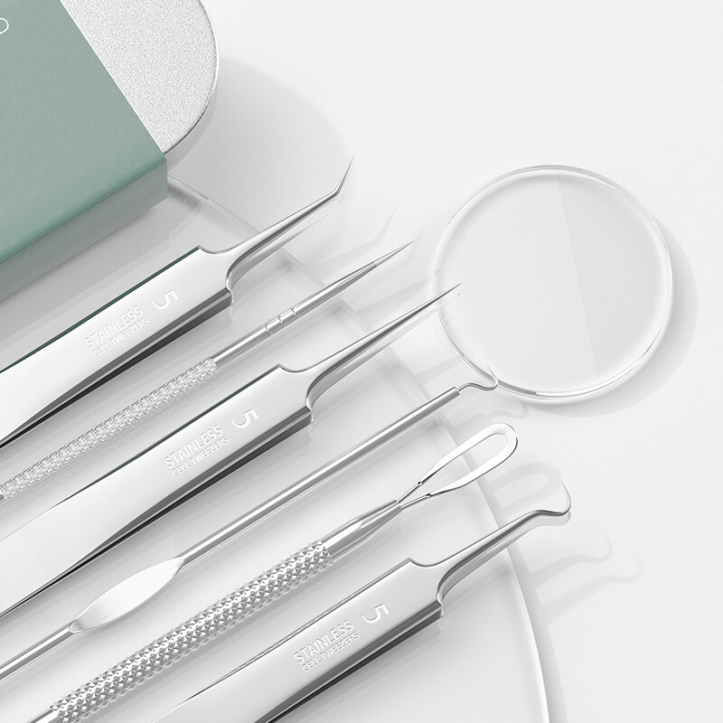 GOOOD ultra-sharp acne needle cell clip 6-piece set for squeezing acne, closing blackheads, and scraping beauty salon special tools tweezers
